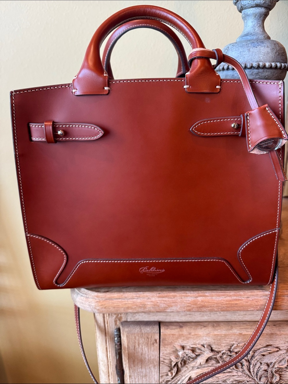 Boldrini Selleria Women's Leather Top-Handle Bag in Chestnut Brown